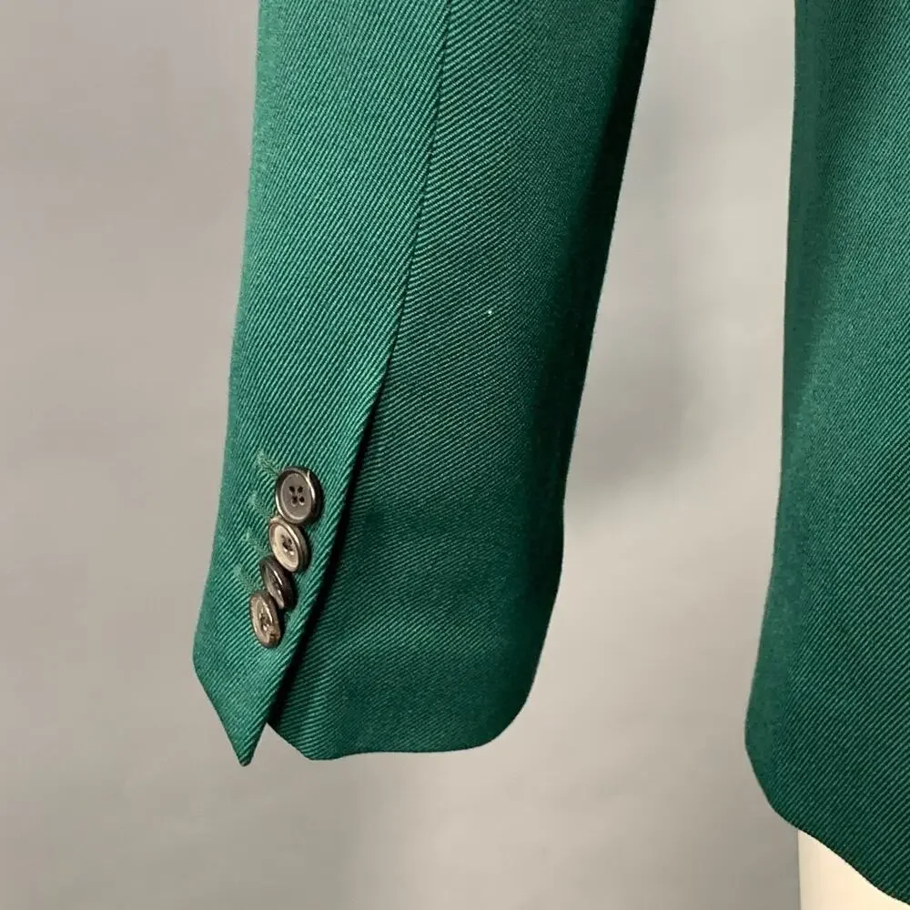 CALVIN KLEIN 205W39NYC 36 Green Wool Twill Double Breasted Peak Lapel Sport Coat